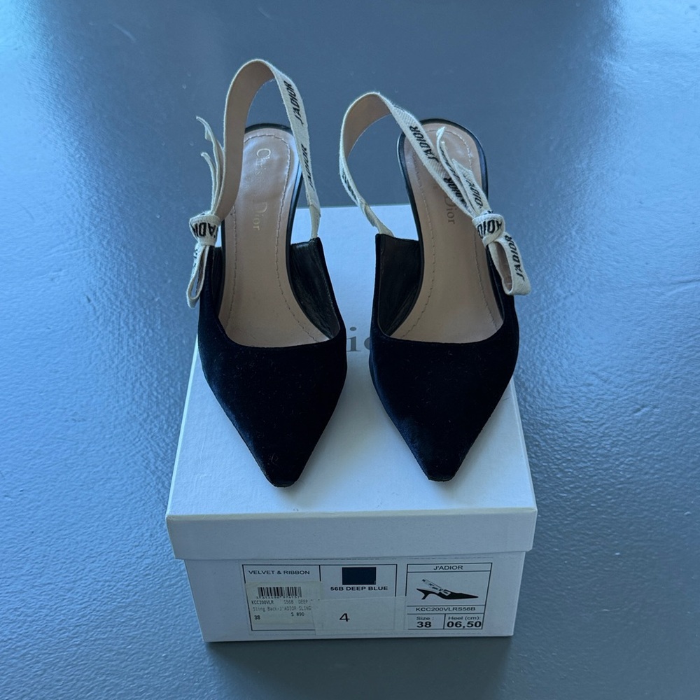 J’Adior Navy Velvet Sling Back